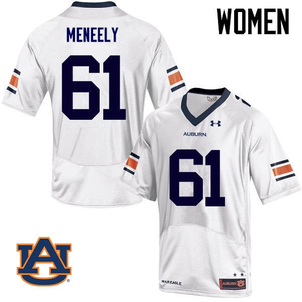 Women Auburn Tigers #61 Ryan Meneely College Football Jerseys Sale-White